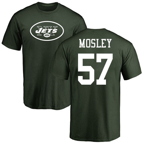 New York Jets Men Green C.J. Mosley Name and Number Logo NFL Football #57 T Shirt
